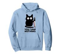 You Saw Nothing Funny Black Cat Horror Pun Sweat à Capuche, Unisexe pour Adultes, Bleu poudré, XXL