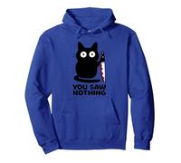 You Saw Nothing Funny Black Cat Horror Pun Sweat à Capuche, Unisexe pour Adultes, Bleu Royal, XXL
