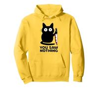 You Saw Nothing Funny Black Cat Horror Pun Sweat à Capuche, Unisexe pour Adultes, Citron, XXL