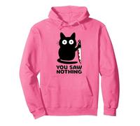 You Saw Nothing Funny Black Cat Horror Pun Sweat à Capuche, Unisexe pour Adultes, Rose Vif, XXL