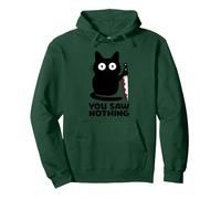 You Saw Nothing Funny Black Cat Horror Pun Sweat à Capuche, Unisexe pour Adultes, Vert Forêt, XXL