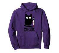 You Saw Nothing Funny Black Cat Horror Pun Sweat à Capuche, Unisexe pour Adultes, Violet, XXL