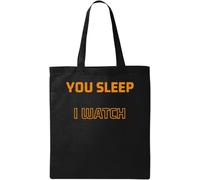 You Sleep I Watch Sac fourre-tout en coton écologique naturel Noir, Noir , Taille unique