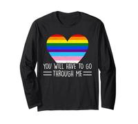 You Will Have To Go Through Me Vintage Love LGBTQ Trans Ally Manche Longue