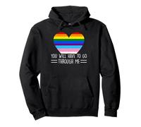 You Will Have To Go Through Me Vintage Love LGBTQ Trans Ally Sweat à Capuche