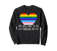 You Will Have To Go Through Me Vintage Love LGBTQ Trans Ally Sweatshirt
