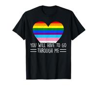 You Will Have To Go Through Me Vintage Love LGBTQ Trans Ally T-Shirt