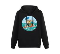 YOU YU Tin-Tin Sea Adventure with Captain Haddock Black Men's Hoodies Long Sleeve Pullover Hoodies Unisex Hoody XL