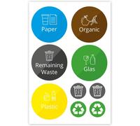 You0021 Lot De 9 Autocollants Ronds Pour Poubelle-Pour Le Tri Sélectif Des Déchets-Recyclage-Kit D'autocollants