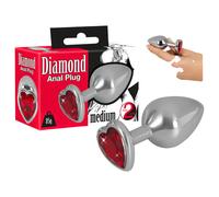 You2Toys - Diamond - Plug anal en aluminium de 85g (argent-rouge)