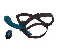 You2Toys - gode ceinture vibrant avec harnais - silicone noir bleu