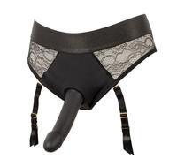 You2Toys your Strap-On - Harnais sexy avec inserts en maille et jarretelles - Avec gode super doux - Idéal pour la stimulation du point G - Noir