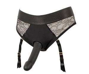 You2Toys your Strap-On - Harnais sexy avec inserts en maille et jarretelles - Avec gode super doux - Idéal pour la stimulation du point G - Noir