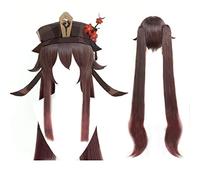 YOU339 Genshin Impact Cosplay Costume Hu Tao Cosplay Perruque Brun-Noir pour Fête