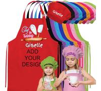 YouBaiVS Tabliers Enfants Personnalisés Tablier de Cuisine Réglables Le Chef Junior Tablier Enfant Cuisine Avec 2 Poche Ensemble de Toque de Chef Tablier EnfantQ