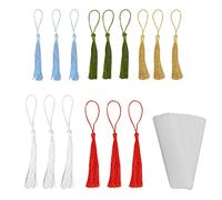 Youbones 15 PièCes SéRies Rectangle Acrylique Blanc Clair Brioclage Marqueurs de Livres InachevéS avec des Glands ColoréS Ornements Artisanat DéCors