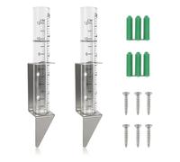 Youbones 2 Pièces Pluviomètres Extérieurs, Pluviomètre en Verre D'une Capacité de 5 Pouces avec Support en Acier Inoxydable 2 en 1, Piquet de Pluviomètre
