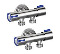 Youbones 2 robinets d'angle à trois voies G1 / 2 x 1/2 304 en acier inoxydable - Double commande - Robinet multifonction froid unique