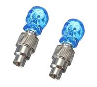Youbones 2X Bouchon de Valve avec Une LED Bouchons de Valve en Forme de Crane avec Une Lampes de Roue Bleu