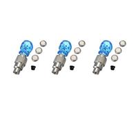 Youbones 3X Bouchon de Valve avec Une LED Bouchons de Valve en Forme de Crane avec Une Lampes de Roue pour Bicyclette Voiture Bike - Bleu