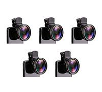 Youbones Lot de 5 objectifs fisheye pour téléphone - 0,45X - Avec objectif d'appareil photo HD - Clip macro - Objectif grand angle pour appareil photo