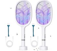 YOUBST Raquette Moustique Electrique - Raquette Electrique Insectes Rechargeable Tue Mouche Electrique, 2-en-1 Tapette Électrique & Lampe Anti Moustique Contre Moustiques, Mouches, Mites (Lot de 2)