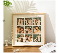 YOUCAI Cadre Photo avec Passe-Partout Multiple 9 Vues 5.5 x 5.5 cm/ 9 x 9 cm Bois Deco Souvenir, Cadre Pêle-Mêle à Accrocher, pour Photos de Famille,25.3x25.3cm,A-Naturel