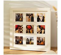 YOUCAI Cadre Photo avec Passe-Partout Multiple 9 Vues 5.5 x 5.5 cm/ 9 x 9 cm Bois Deco Souvenir, Cadre Pêle-Mêle à Accrocher, pour Photos de Famille,25.3x25.3cm,B-Blanc