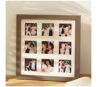 YOUCAI Cadre Photo avec Passe-Partout Multiple 9 Vues 5.5 x 5.5 cm/ 9 x 9 cm Bois Deco Souvenir, Cadre Pêle-Mêle à Accrocher, pour Photos de Famille,37.3x37.3cm,B-Vintage