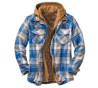 YOUCAI Carreaux Chemise Thermique doublée Chemise d'hiver Homme Manches Longues Chemise Chaude Veste de bûcheron Matelassé Veste,Bleu2,S