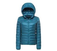 YOUCAI Doudoune Légère a Capuche Femme Duvet Veste Legere Courte Manteau Doudoune Matelassée à Manches Longues Manteau Chaud,Lac bleu,XXL
