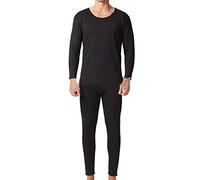 YOUCAI Ensemble de sous-vêtements Thermiques pour Hommes,Grande Taille Velours doré Doublé Polaire Hiver Chaud Haut Maillot de Corps à Manches Longues à col Rond et Bas de Pantalon Leggings Noir 7XL
