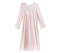 YOUCAI Femmes Été Col en V Chemise de Nuit Longue Palais Victorien Vintage Dentelle Broderie Manche Longue Chemise de Nuit Pyjamas Robe de Nuit Nuisette Lounge Vêtements de Nuit