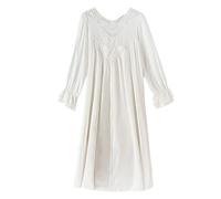 YOUCAI Femmes Été Col en V Chemise de Nuit Longue Palais Victorien Vintage Dentelle Broderie Manche Longue Chemise de Nuit Pyjamas Robe de Nuit Nuisette Lounge Vêtements de Nuit