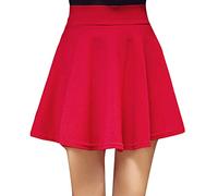 YOUCAI Femmes Rétro D'été Jupe évasée Plissée Mi-Longue Patineuse évasée Grande Taille Basique Taille Haute Court Jupe de Tennis Short intégré Rouge 5XL