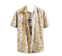 YOUCAI Homme Chemise à Fleurs Grande Taille Imprimé Hawaïen Chemise à Manches Courtes Imprimé Fleur Tropicale Chemise Aloha Bouton Chemises de fête de Vacances d'été 12 L