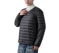 YOUCAI Homme Doudoune col V Couleur unie Manteaux d'hiver isolants Manches longues Portable et léger Veste de randonnée et de Voyage Coupe-Vent Parka Outwear Noir