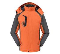 YOUCAI Homme/Femme Résistant à l'eau Ski Snowboard Veste Coupe-Vent Parka de Montagne Vestes Softshell doublées en Polaire Manteaux d'hiver de Travail avec Capuche Amovible Orange L