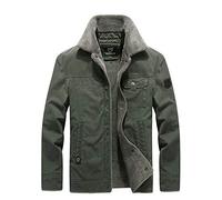 YOUCAI Homme Veste Classique Décontractée Parka Hiver Veste Style Militaire Vintage Safari Veste Travail Militaire Blousons Polaire Manteau,Armée verte,L