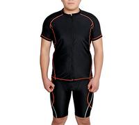 YOUCAI Hommes Professionnel Contraste Maillot de Bain Grande Taille Base Layer T-Shirt et Maillot de Bain Combinaison à séchage Rapide Surf Plongée Sportif de Plage Noir 4XL
