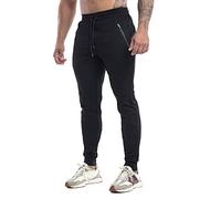 YOUCAI Pantalon Jogging Homme Slim Fit Pantalons de Survêtement Jogger Training Pants Sweatpants avec Poches Zippées,Noir,S