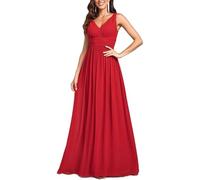YOUCAI Robe Soirée Cocktail pour Mariage Col V Femme Longue A Line Mousseline de Soie Taille Empire Brillante Élégante Plissé Robe de Gala Promo,9,3XL
