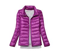 YOUCAI Ultra Léger Veste Femme Veste Matelassée Légère Manteau Courte Veste Blouson Duvet Matelassée Zipper Hiver Veste en Duvet Manteau Col Montant,Fuchsia,M