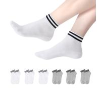 YOUCHAN 6 Paires Chaussettes Femme Homme - Chaussettes Basses pour Running Travail Randonnées Rétro Classiques Blanc Gris 35-38