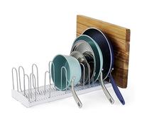 YouCopia StoreMore Étagère extensible pour couvercles et casseroles - Organiseur de couvercles de casseroles réglables pour rangement de cuisine - 31,8 à 55,9 cm de large - Blanc