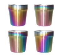 Youda Lot de 4 Tasses en Acier Inoxydable 18 cl (6 oz) - Double Paroi Isolante, Empilables - Parfaites pour Café, Thé, Bière, Enfants, Camping & Quotidien (Arc-en-Ciel)