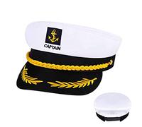 YOUDALIS Chapeau de Capitaine Casquette de Marin Chapeau de Marine de Yacht | Réglable pour Bateau Costume Accessoires Femmes et Homme Fête Cosplay,Blanc