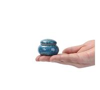 youdear memorials Petite urne pour Cendres humaines - 4,1 cm - Belle Petite urne Souvenir en céramique - Peut contenir 3,1 cm Cube de Cendres (Bleu)