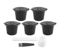 Youdefa 5 Capsules RéUtilisables Filtre à Capsules de Café Rechargeable avec Machines à Café avec Brosse à CuillèRe à Café