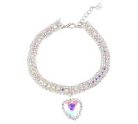 Youdefa Collier en Strass Brillant pour Chien, Chat, Cœur, en Diamant, Collier de Princesse Scintillant pour Animaux de Compagnie, Fournitures de Remplacement pour Chiot, D